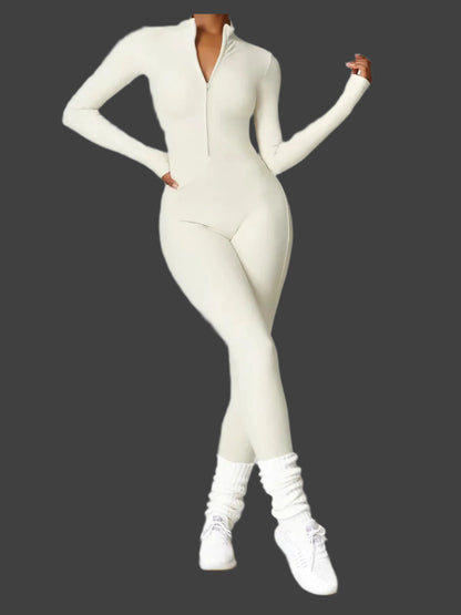 Mette | Women Seamless Slim Fit Jumpsuit Long Sleeve Deep V-Neck Casual 3