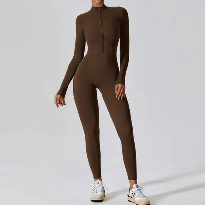 Mette | Women Seamless Slim Fit Jumpsuit Long Sleeve Deep V-Neck Casual 6
