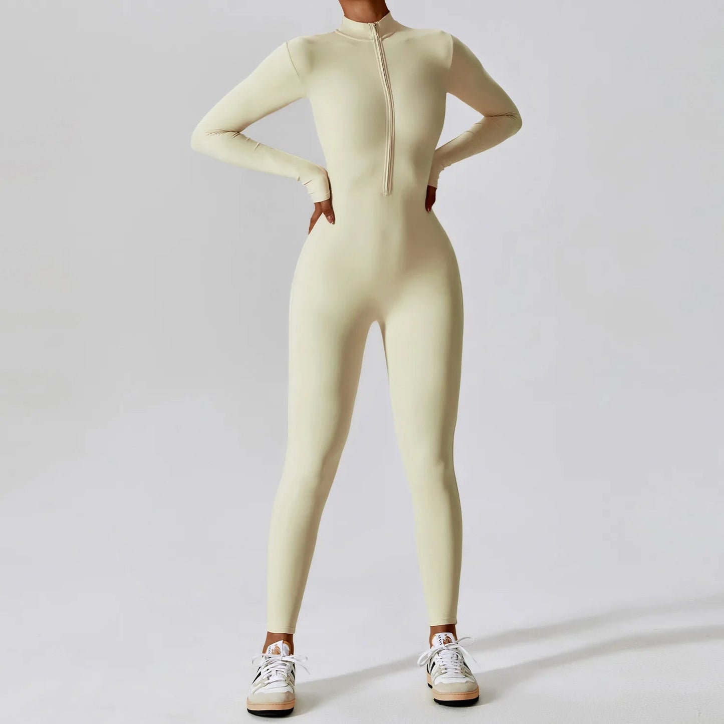 Mette | Women Seamless Slim Fit Jumpsuit Long Sleeve Deep V-Neck Casual 7
