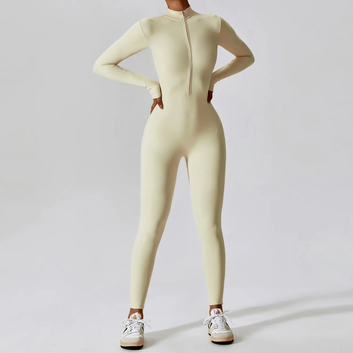 Mette | Women Seamless Slim Fit Jumpsuit Long Sleeve Deep V-Neck Casual 7