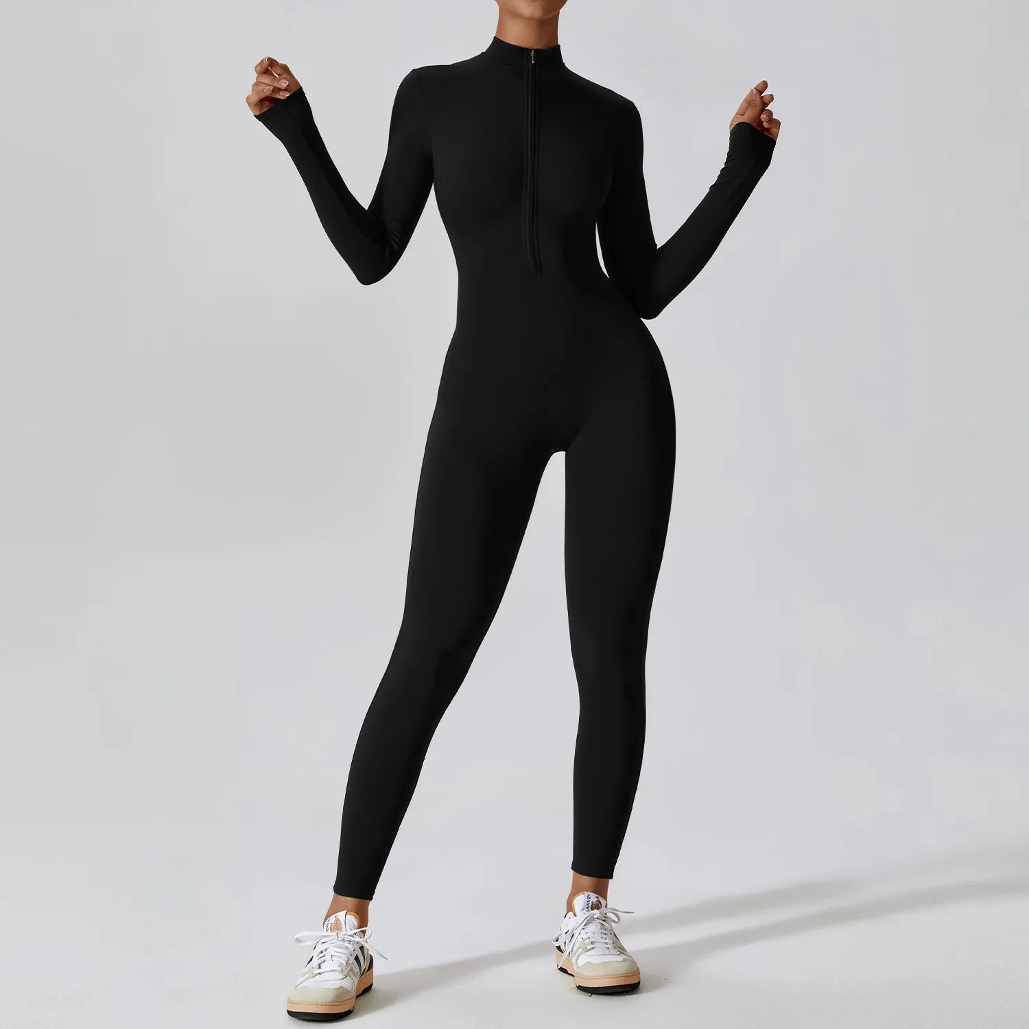 Mette | Women Seamless Slim Fit Jumpsuit Long Sleeve Deep V-Neck Casual 8