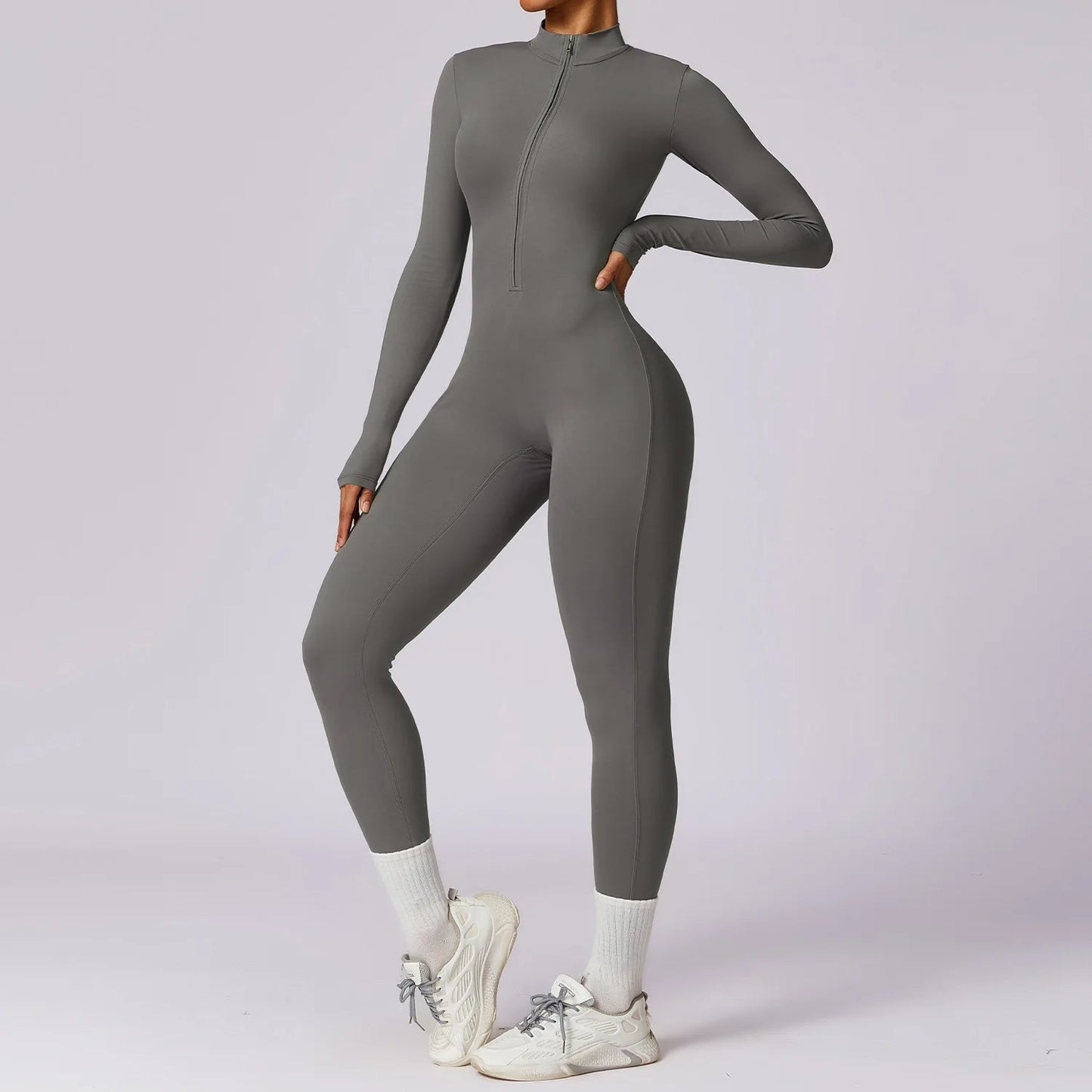 Mette | Women Seamless Slim Fit Jumpsuit Long Sleeve Deep V-Neck Casual 9
