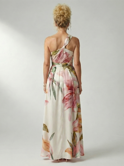 Mila | Summer Holiday Chiffon Halter Neck Relaxed Defined Waist Maxi Dress 4