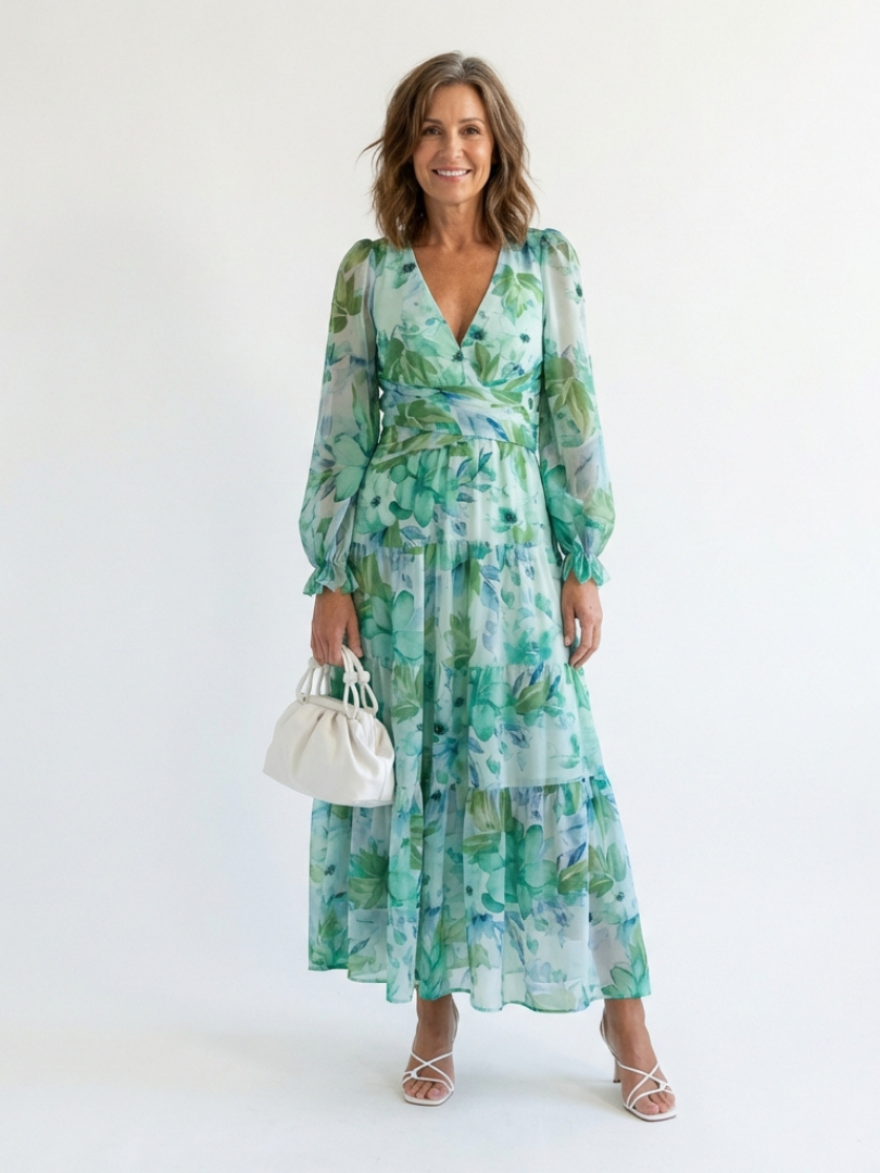 Mira | Womens Summer Casual Chiffon High Slit Maxi Dress 1