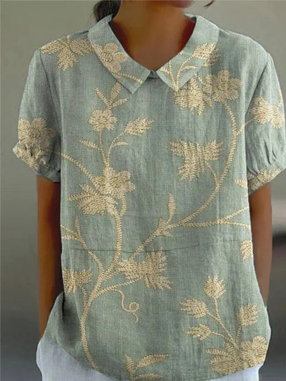 Nancy | Womens Casual Relaxed Fit Collared Short Sleeve Floral Print Shirt 1