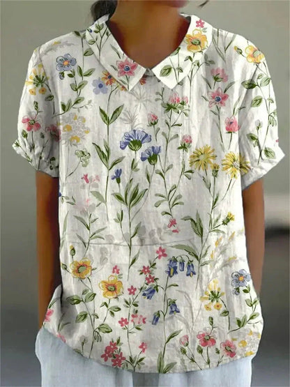 Nancy | Womens Casual Relaxed Fit Collared Short Sleeve Floral Print Shirt 2