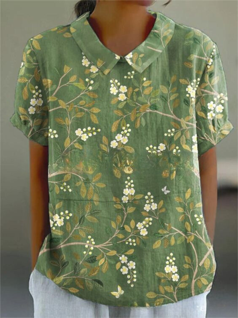 Nancy | Womens Casual Relaxed Fit Collared Short Sleeve Floral Print Shirt 4
