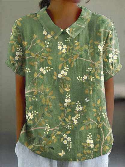 Nancy | Womens Casual Relaxed Fit Collared Short Sleeve Floral Print Shirt 4