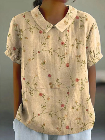 Nancy | Womens Casual Relaxed Fit Collared Short Sleeve Floral Print Shirt 6