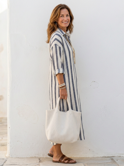 Naomi | Womens Casual Lightweight Button Front Midi Dress 2