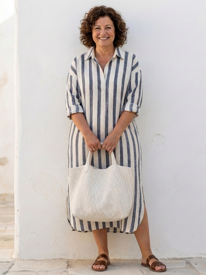 Naomi | Womens Casual Lightweight Button Front Midi Dress 3
