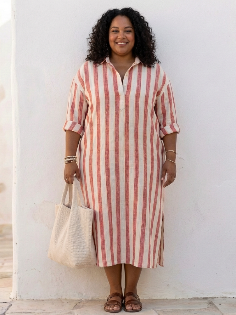 Naomi | Womens Casual Lightweight Button Front Midi Dress 5