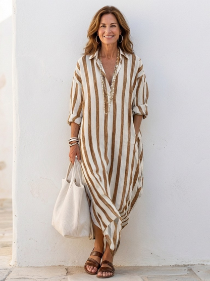 Naomi | Womens Casual Lightweight Button Front Midi Dress 7