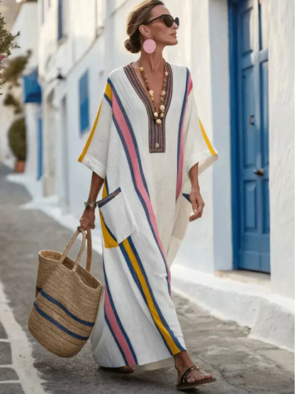 Noemi | Womens Summer Holiday Lightweight V Neck Pocket Maxi Dress 5