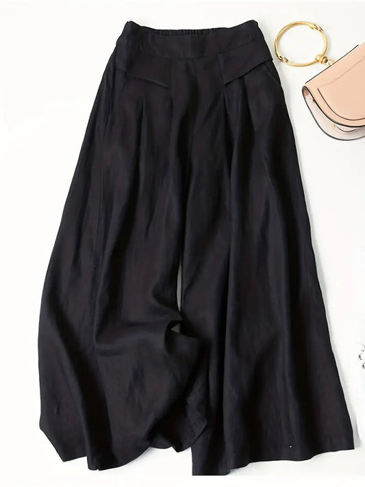 Aria | Women High Waist Wide Leg Relaxed Fit Linen Casual Pants 1