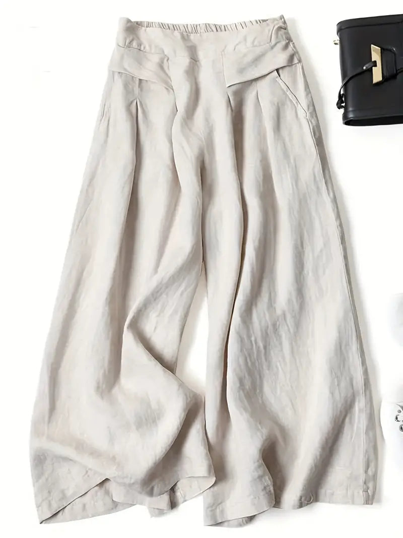 Aria | Women High Waist Wide Leg Relaxed Fit Linen Casual Pants 2