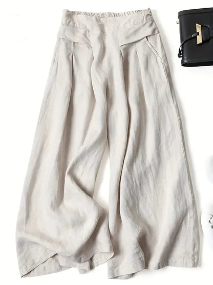 Aria | Women High Waist Wide Leg Relaxed Fit Linen Casual Pants 2