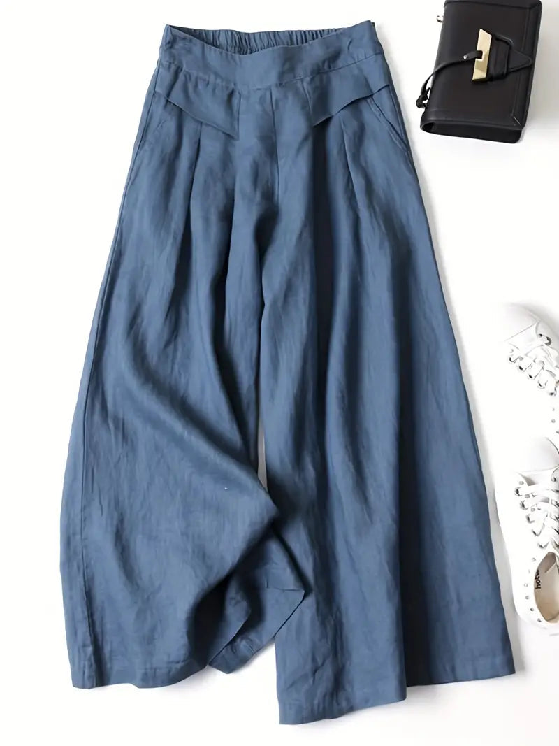 Aria | Women High Waist Wide Leg Relaxed Fit Linen Casual Pants 3