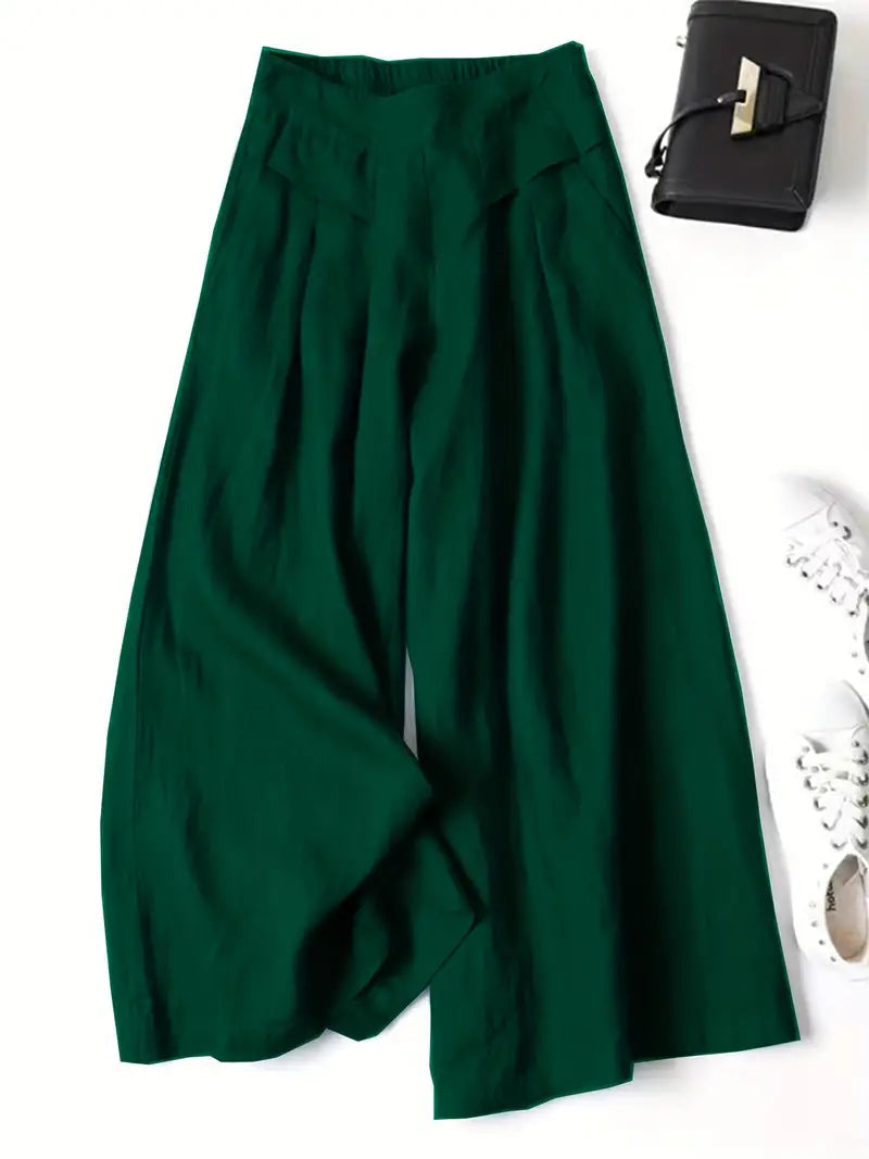 Aria | Women High Waist Wide Leg Relaxed Fit Linen Casual Pants 4
