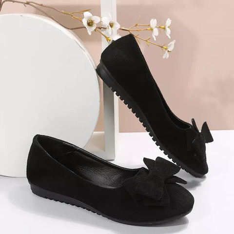 Rebecca | Women Black Ballet Flats Bow Accent Lightweight Casual Everyday Flats 1