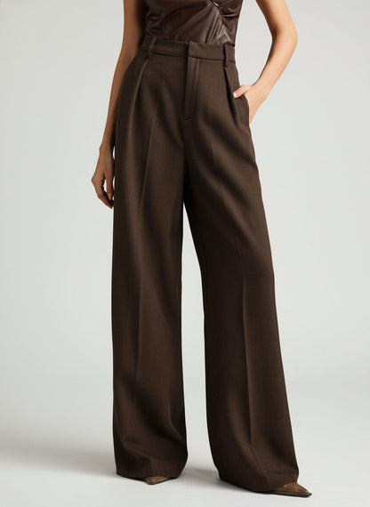 Riviera | Women High Waist Wide Leg Relaxed Fit Tailored Trousers with Pleats and Pockets 2