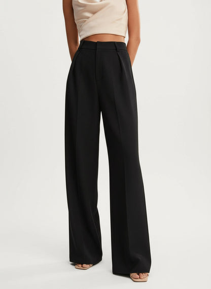 Riviera | Women High Waist Wide Leg Relaxed Fit Tailored Trousers with Pleats and Pockets 5