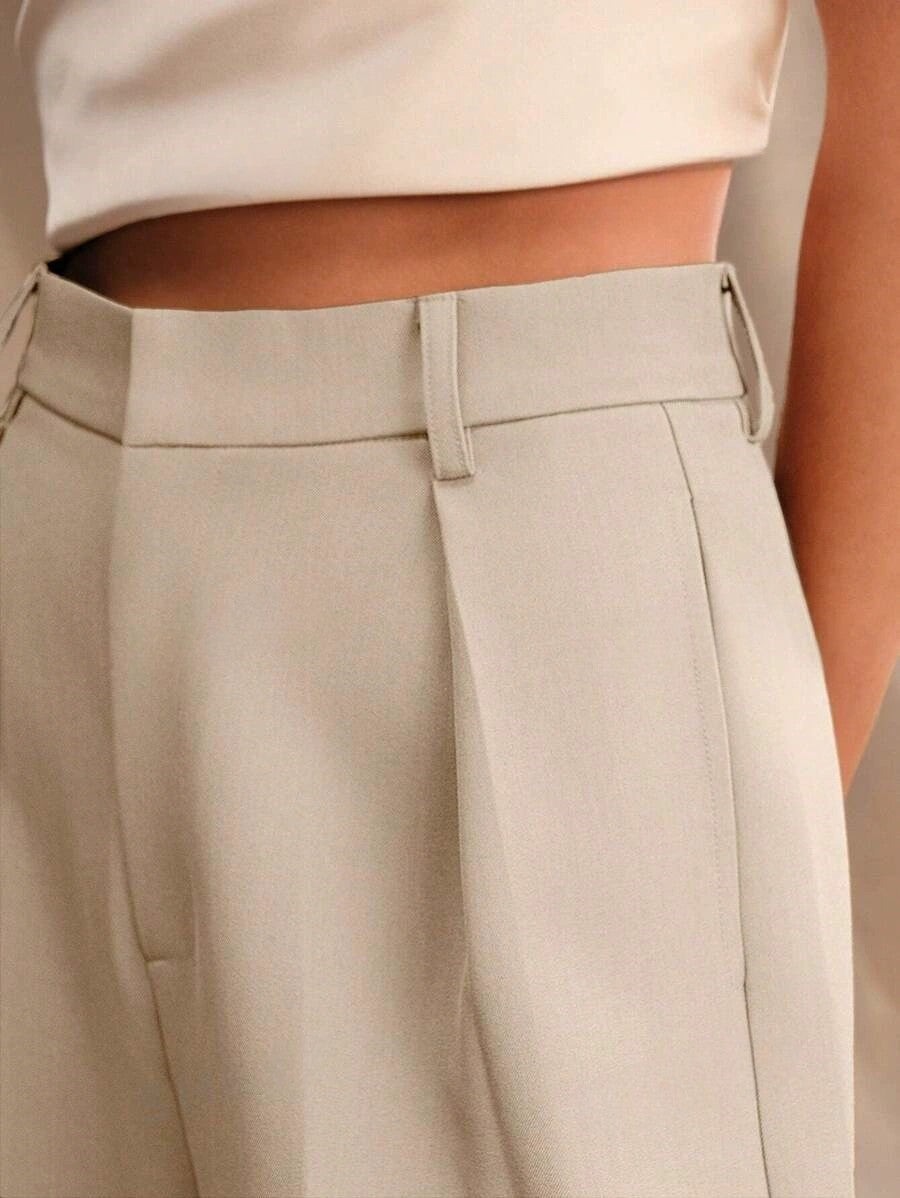 Riviera | Women High Waist Wide Leg Relaxed Fit Tailored Trousers with Pleats and Pockets 8