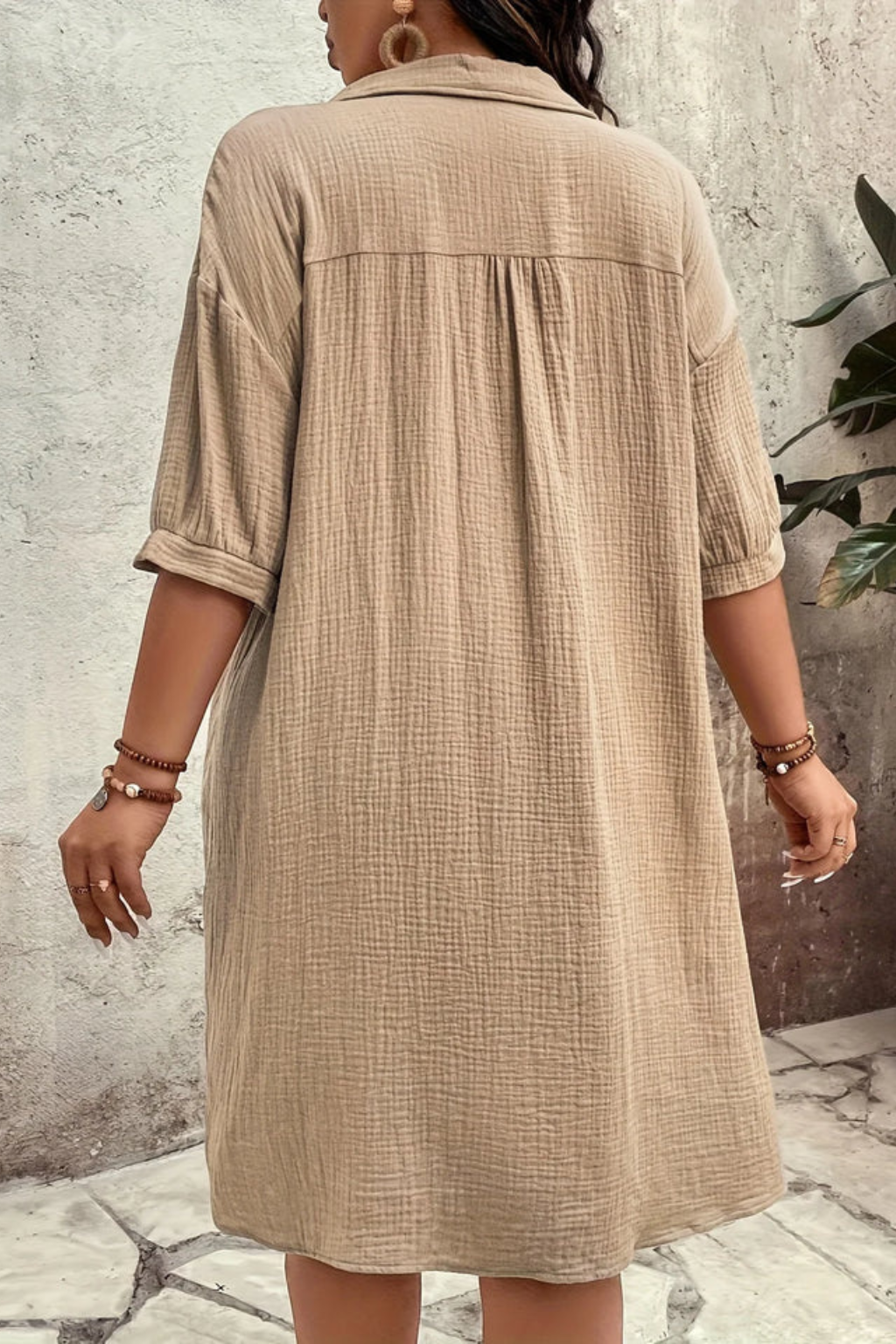 Rosalind | Women Summer Dress Collared Relaxed Fit Midi Dress with Button Up Front and Short Sleeves 8