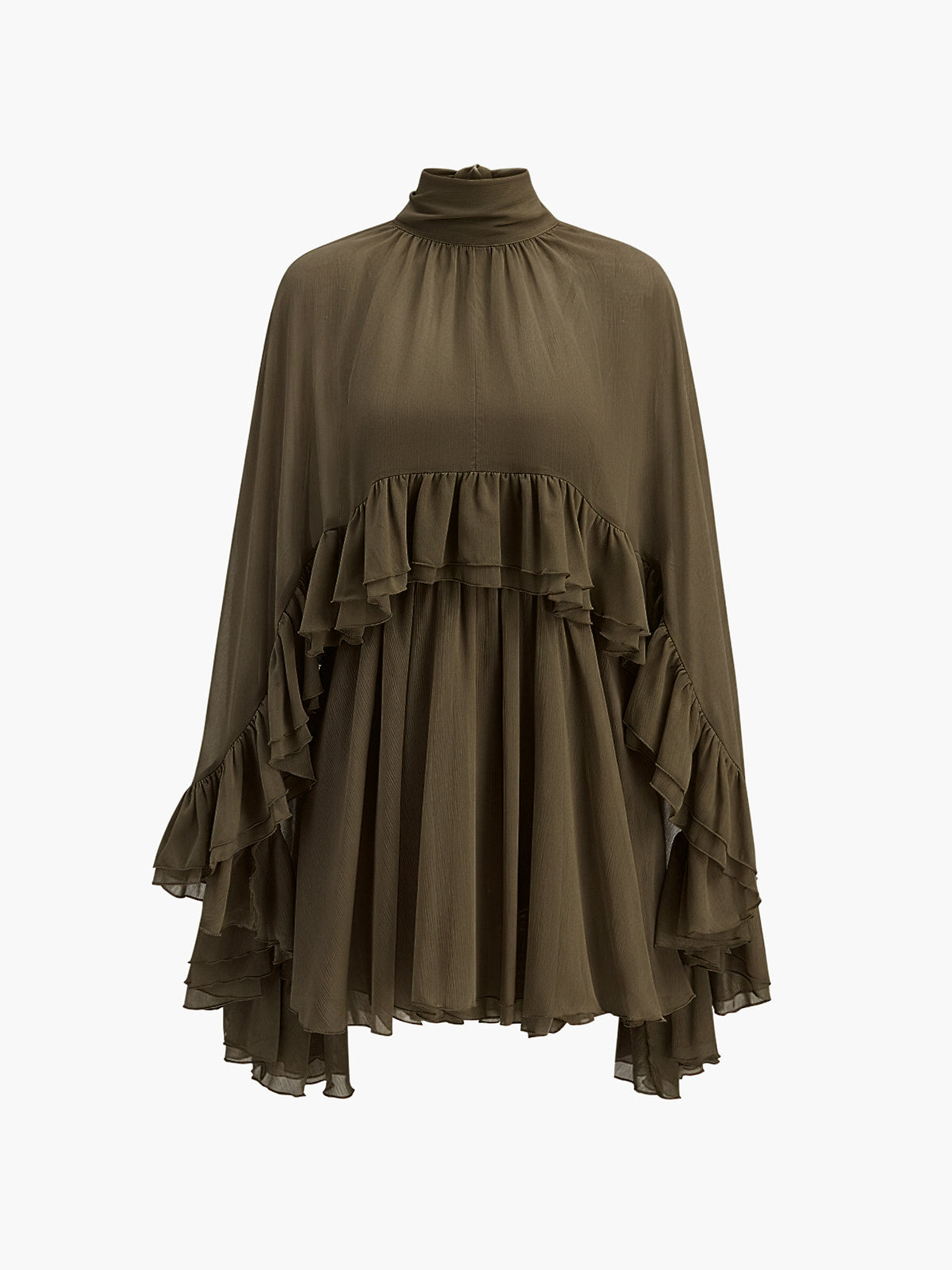 Seraphina | Mock Neck Chiffon Ruffle Short Length Mini Dress for Cocktail Parties 11