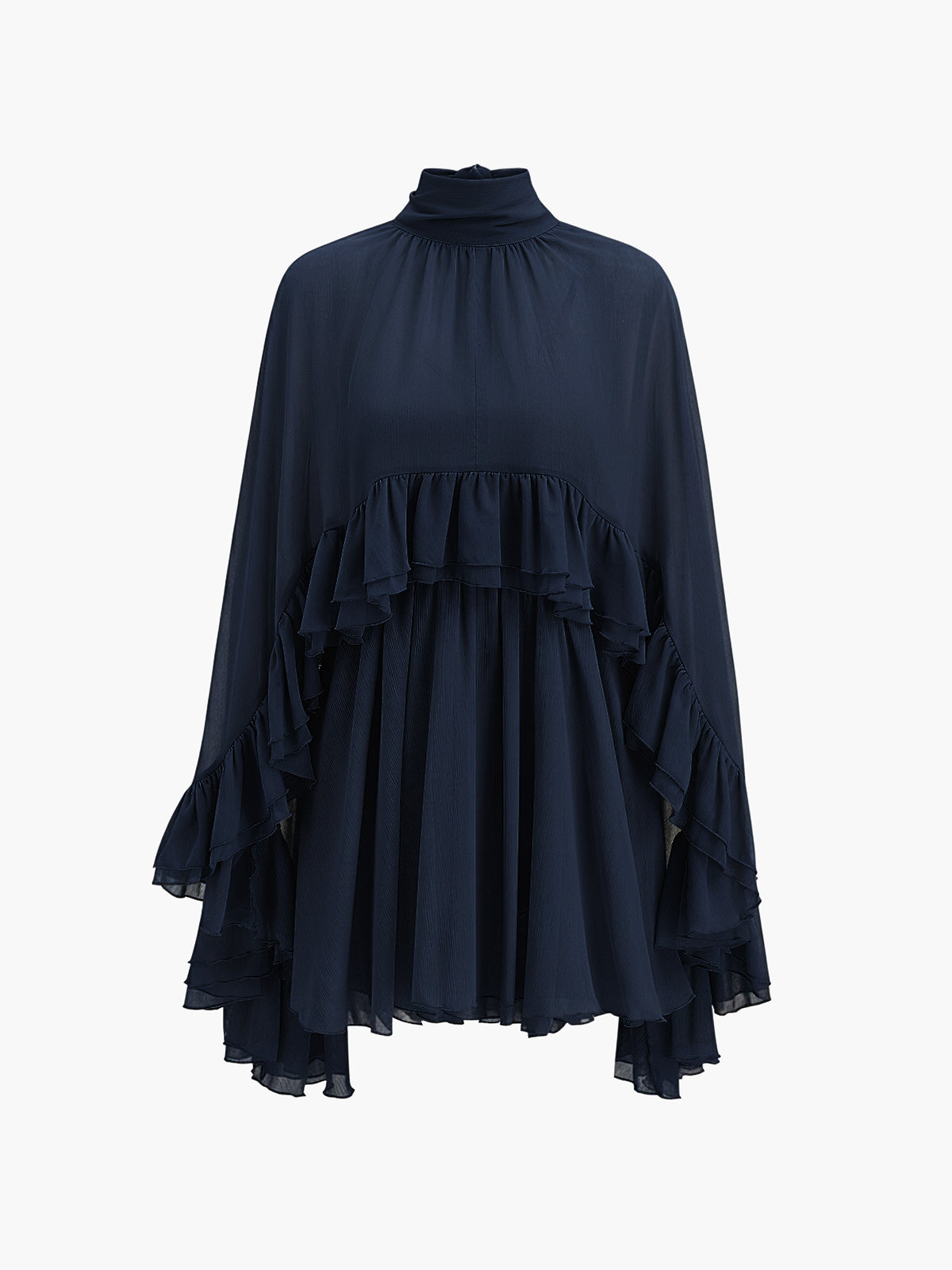 Seraphina | Mock Neck Chiffon Ruffle Short Length Mini Dress for Cocktail Parties 12