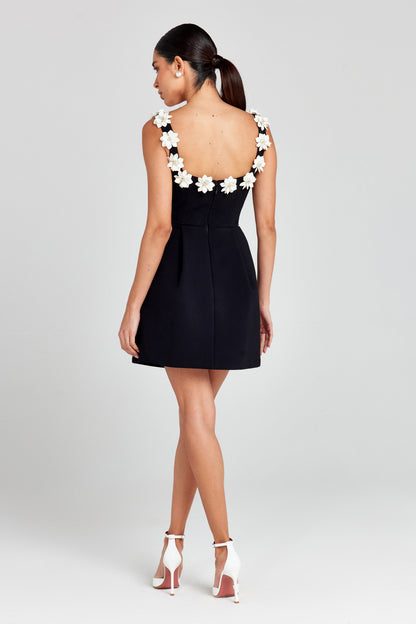 Seraphina | Womens Wedding Guest Chiffon Cowl Neck Sleeveless Fitted Floral Appliqué Mini Dress 4
