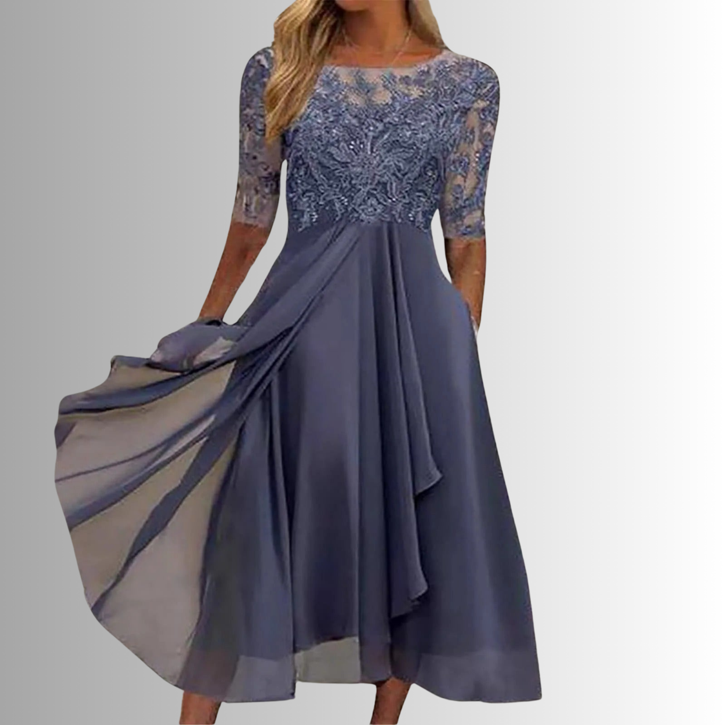 Seraphina | Womens Wedding Guest Lace Satin Cowl Neck Sleeveless A-Line Layered Maxi Dress 5