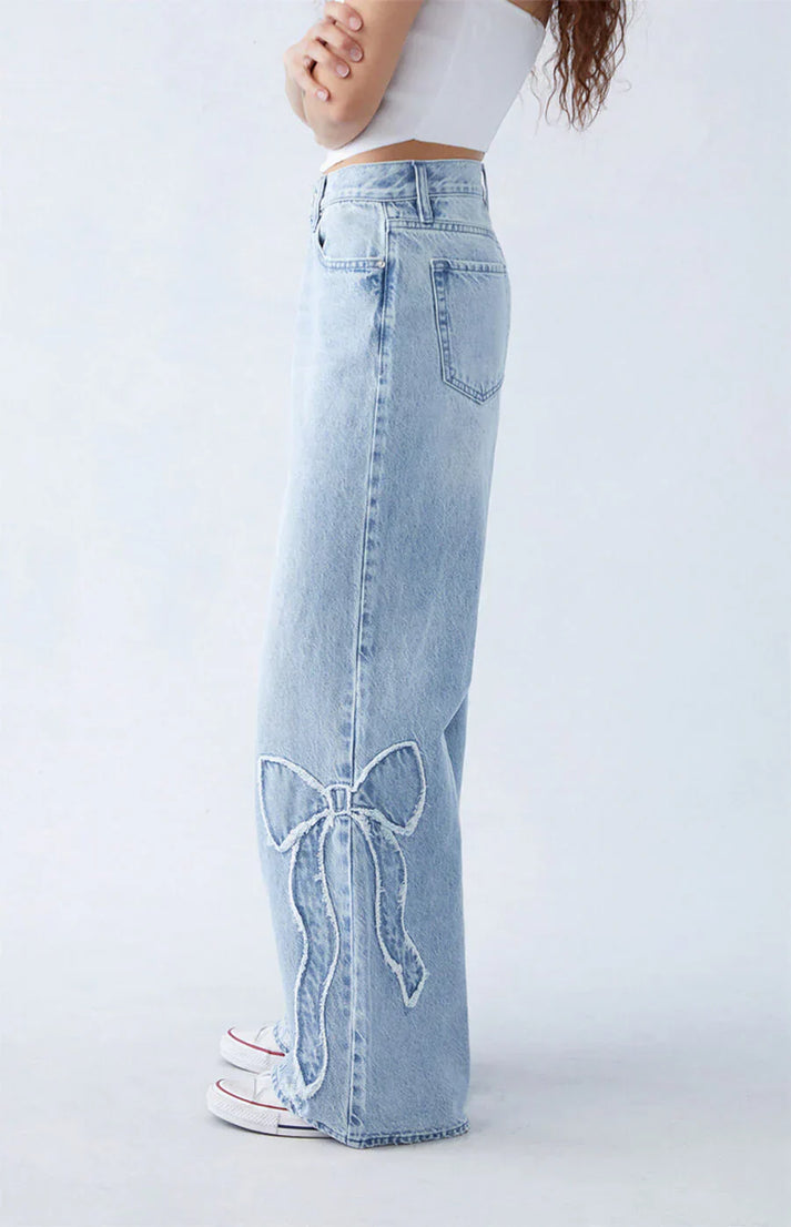Celine | Women High Waist Tapered Leg Skinny Fit Casual Jeans with Bow Detail 2