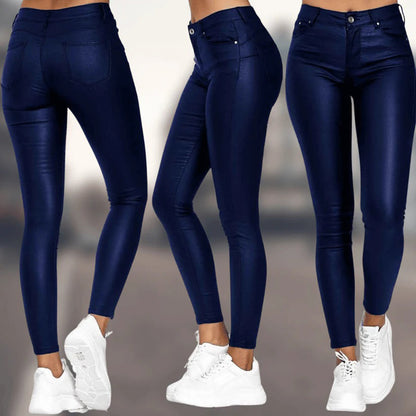 Elara | Women Structured Waist Tapered Leg Slim Fit Leather Pants 4