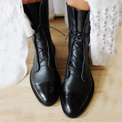 Sophia | Women Ankle Boots Lace Up Faux Leather Casual Stylish Boots 1