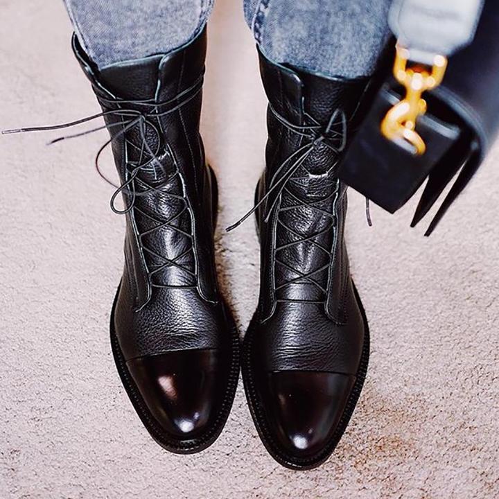 Sophia | Women Ankle Boots Lace Up Faux Leather Casual Stylish Boots 4