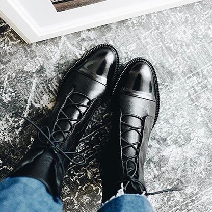 Sophia | Women Ankle Boots Lace Up Faux Leather Casual Stylish Boots 7