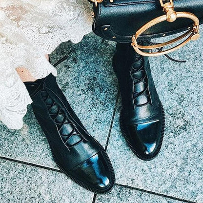 Sophia | Women Ankle Boots Lace Up Faux Leather Casual Stylish Boots 8