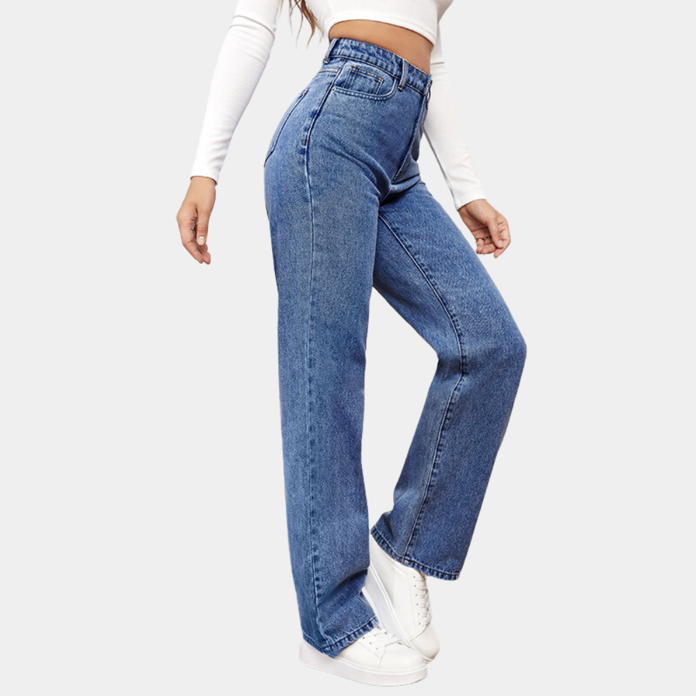 Elara | Women High Waist Straight Leg Slim Fit Casual Denim Pants 2