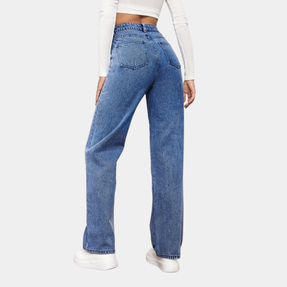 Elara | Women High Waist Straight Leg Slim Fit Casual Denim Pants 3