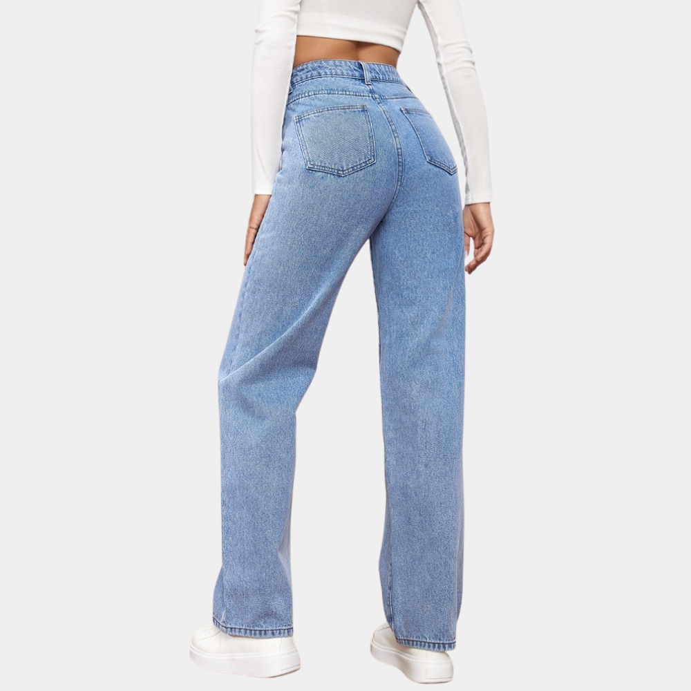 Elara | Women High Waist Straight Leg Slim Fit Casual Denim Pants 8