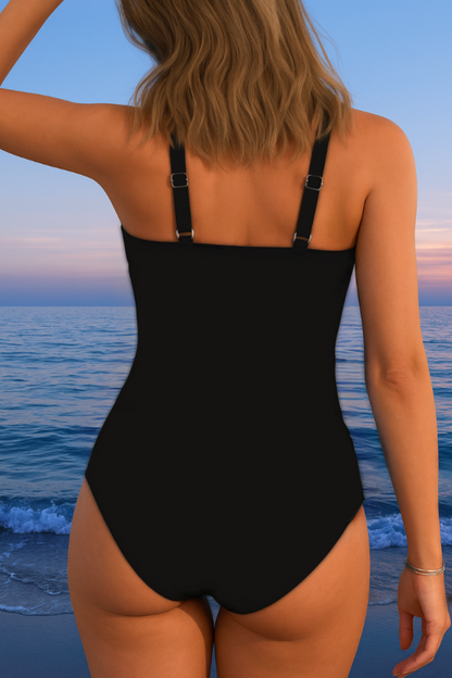 Susan | Womens Elegant Surplice Neckline Tummy Control Slimming One-Piece Swimsuit 4
