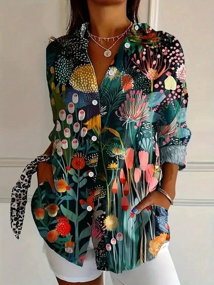 Terri | Womens Playful Relaxed Fit Round Neck Short Sleeve Vibrant Print Blouse 3