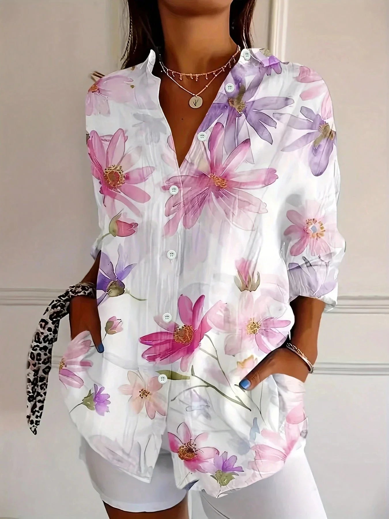 Terri | Womens Playful Relaxed Fit Round Neck Short Sleeve Vibrant Print Blouse 4