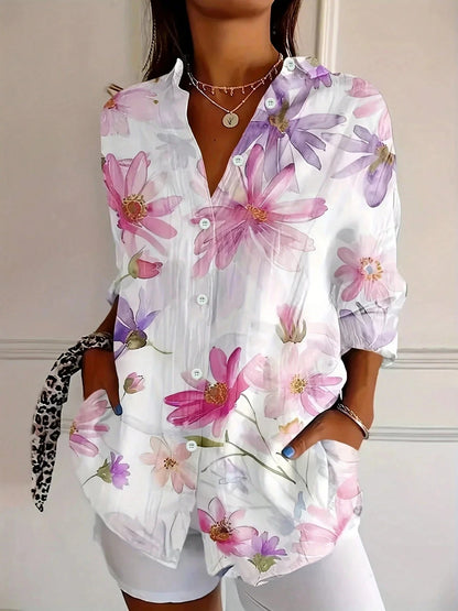 Terri | Womens Playful Relaxed Fit Round Neck Short Sleeve Vibrant Print Blouse 4