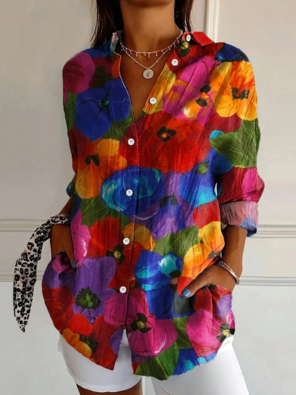 Terri | Womens Playful Relaxed Fit Round Neck Short Sleeve Vibrant Print Blouse 6