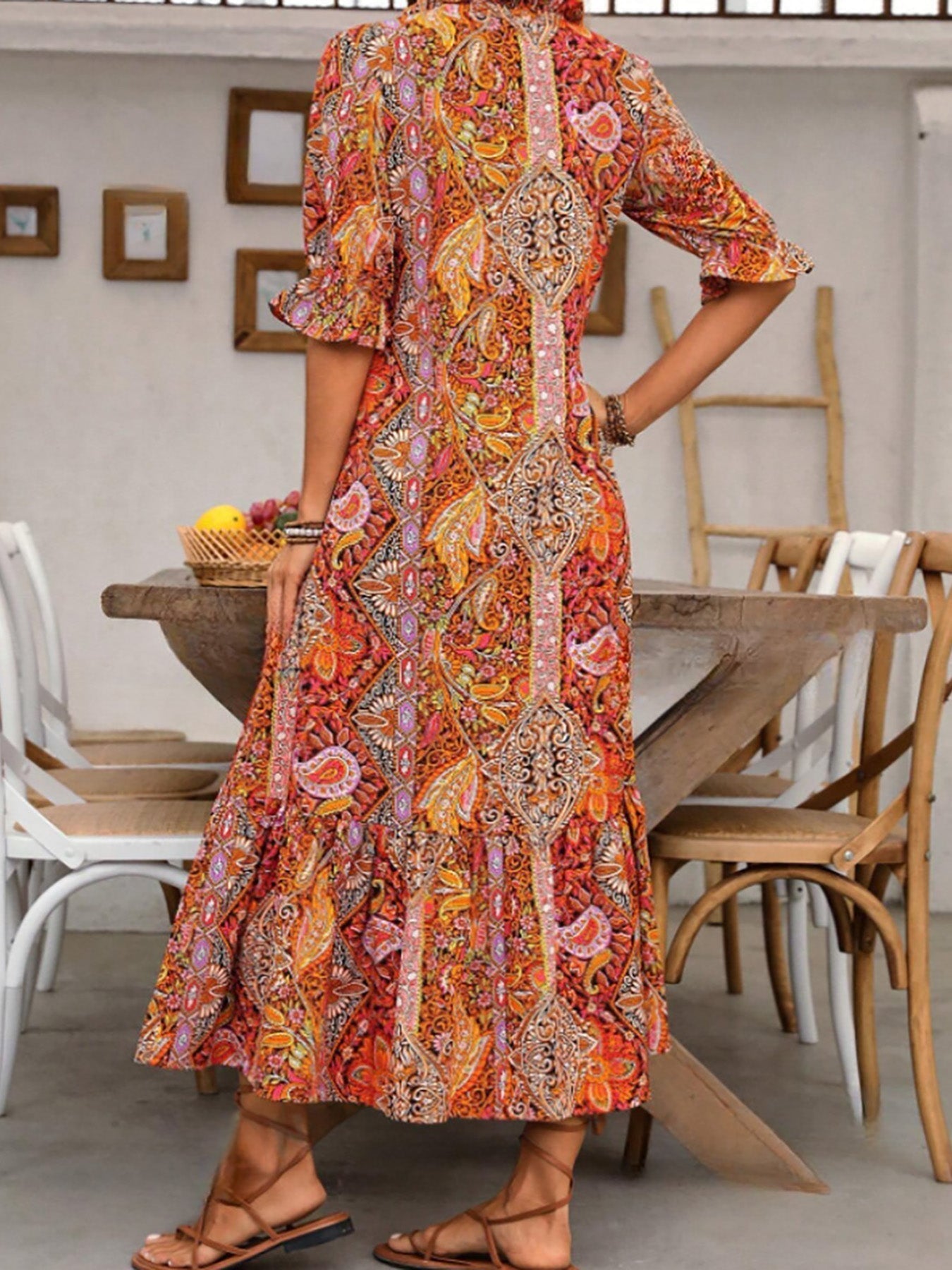 Vacation Cotton Lace-Up Maxi Dress with Pockets | Mira 6