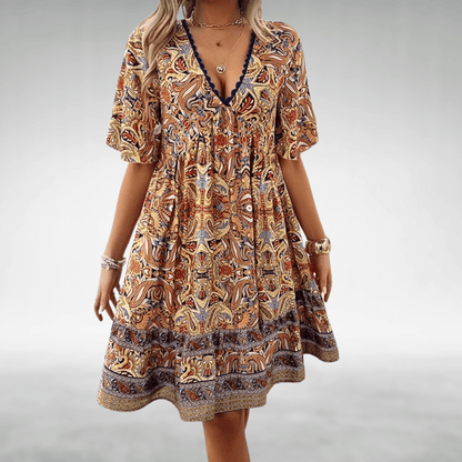 Vacation Cotton V-Neck Tiered Midi Dress | Mira 4