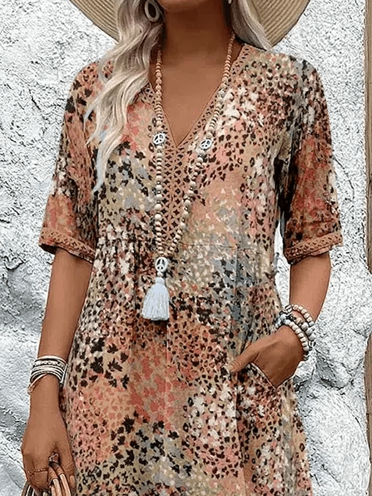 Vacation Floral V-Neck Flowing Maxi Dress | Skyler 3