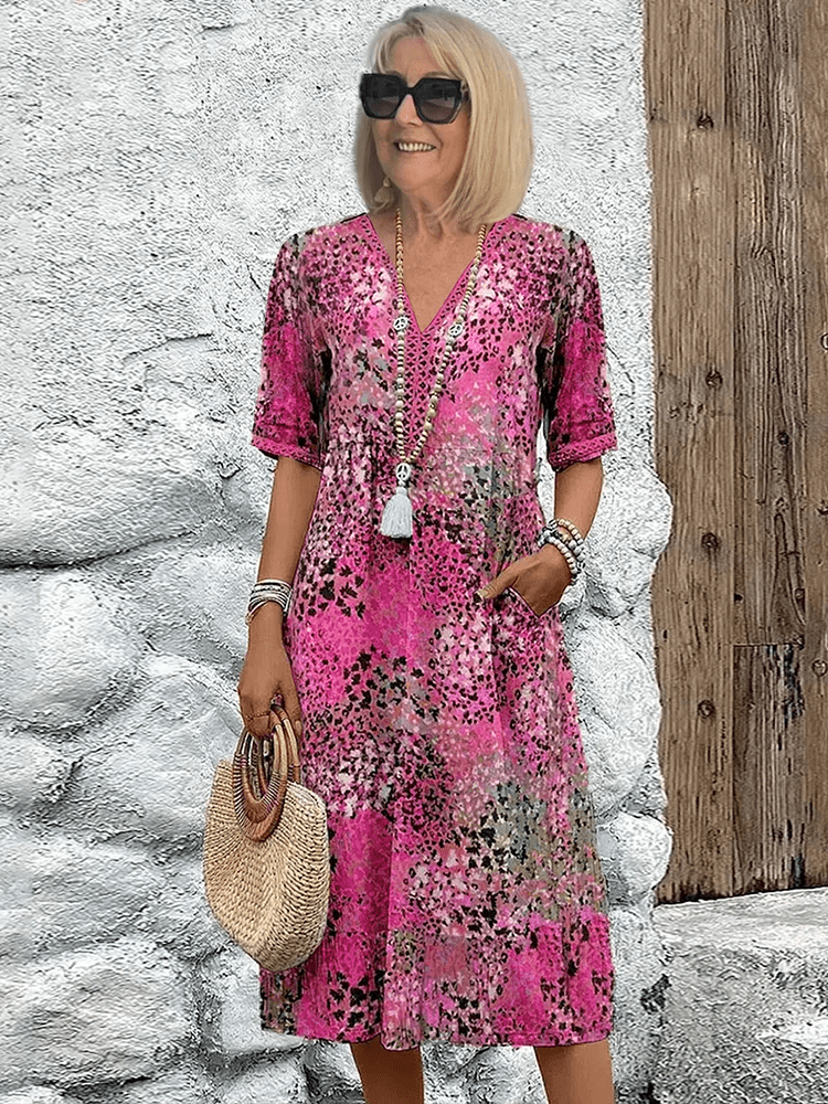 Vacation Floral V-Neck Flowing Maxi Dress | Skyler 6